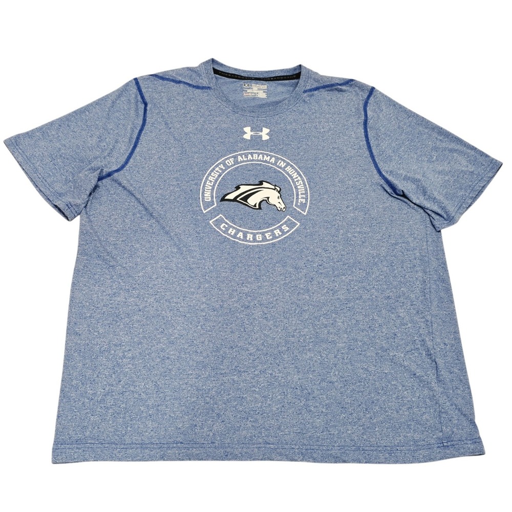 UAH Chargers Under Armour HeatGear Shirt Mens 2XL Alabama Huntsville NCAA Blue